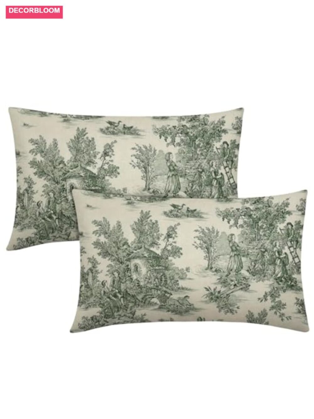 French Country Linen Lumbar Pillow Covers Set of 2, Cottage Decor - Picture 1 of 6